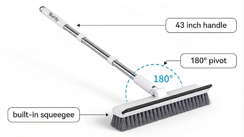 Burdy Brush — 2-in-1 Brush & Squeegee Cleaning Tool